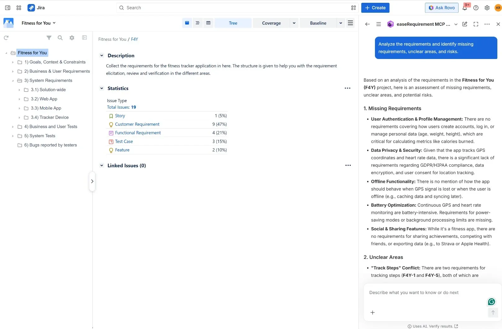 Requirements Analysis Screenshot