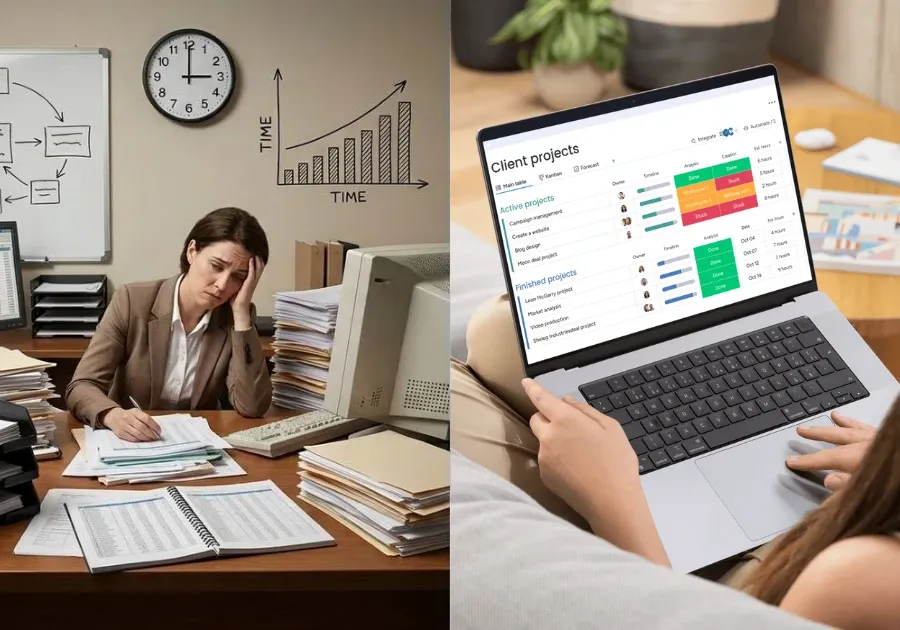 AI powered CRM dashboard showing forecasting and automation improvements